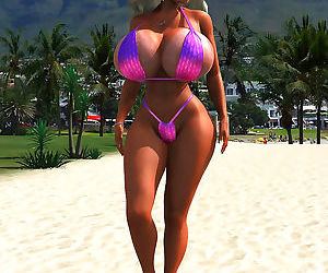 Blonde 3d babe in bikini..